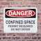 Signmission 10 in H x 14 in W, Plastic, Rectangle, Confined Space Permit Required Do Not Enter OS-2PACK-DS-P-1014-L-19305 - alternate 4